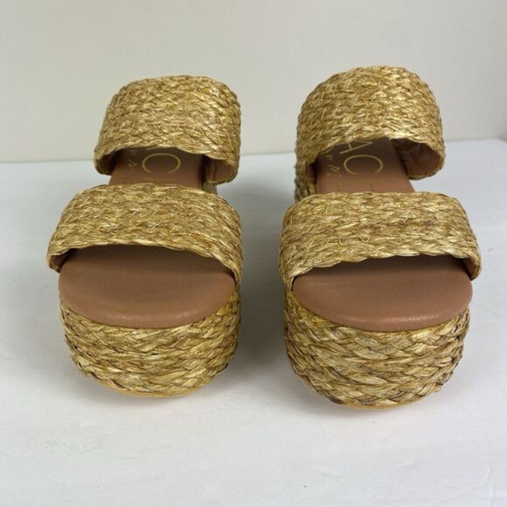 Beach Matisse Raffia Platform Sandals Sz 8 Slip On Neutral Vacation Coastal - Picture 4 of 6